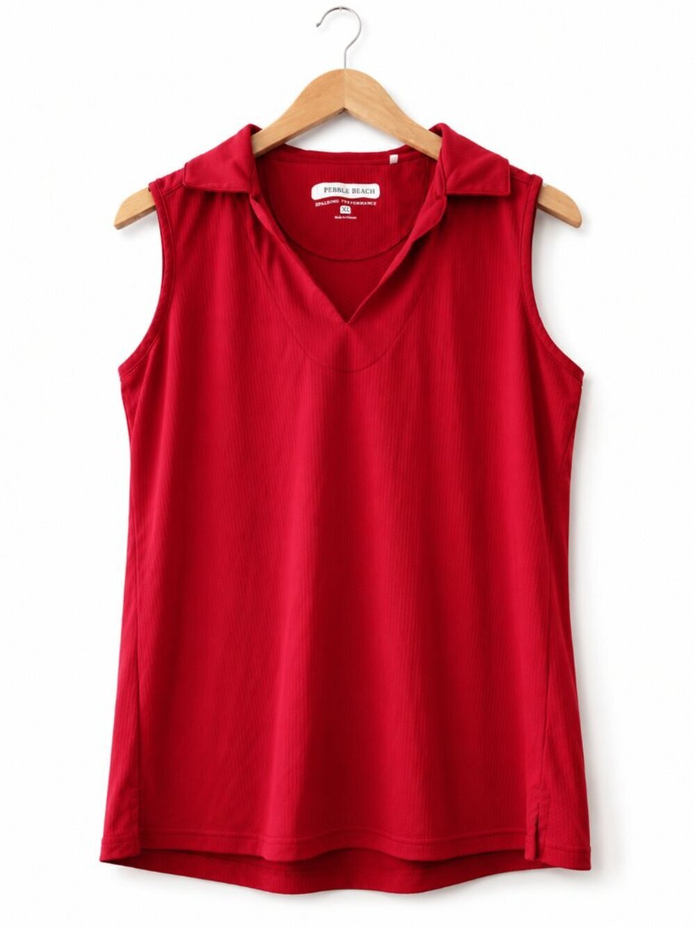 Pebble Beach Dry-Luxe Performance Sleeveless Golf Polo Top Red XL